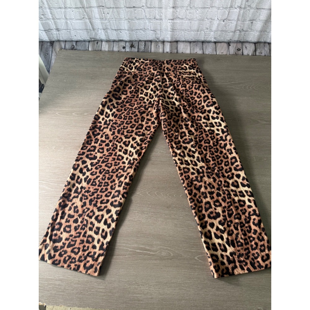 Urban Outfitters Leopard Print High Rise Straight Leg Pants Women's Size 30x32 - Picture 9 of 11